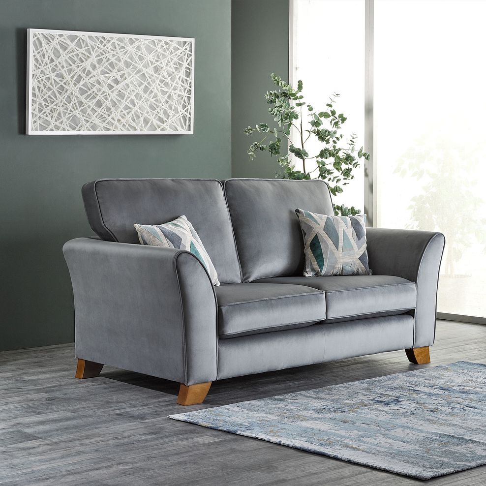 Claremont 2 Seater High Back Sofa in Slate Velvet 11