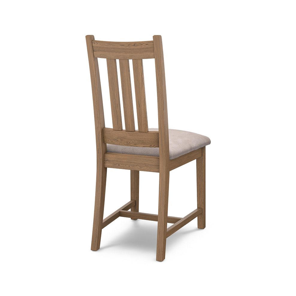 Classic Antique Finish Oak Chair with Dappled Beige Fabric Seat 4