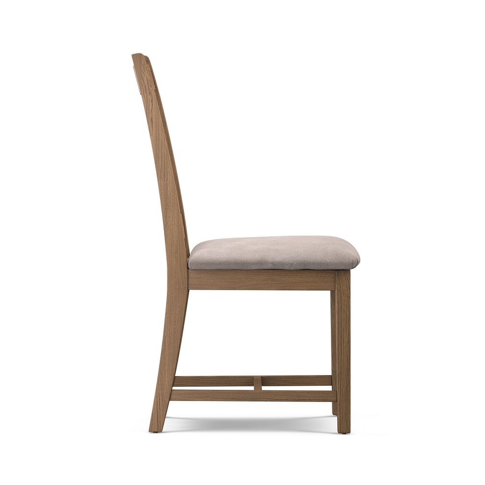 Classic Antique Finish Oak Chair with Dappled Beige Fabric Seat 3
