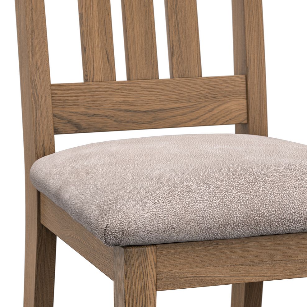 Classic Antique Finish Oak Chair with Dappled Beige Fabric Seat 5