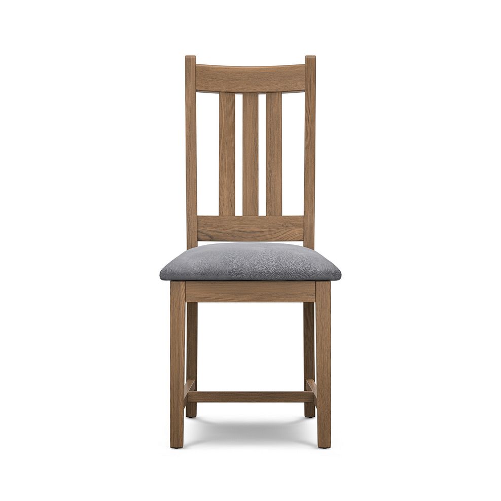 Classic Antique Finish Oak Chair with Dappled Silver Fabric Seat 2