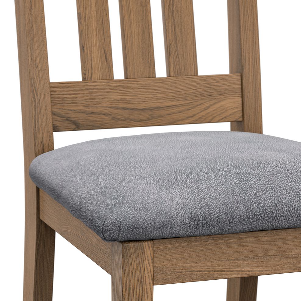 Classic Antique Finish Oak Chair with Dappled Silver Fabric Seat 5