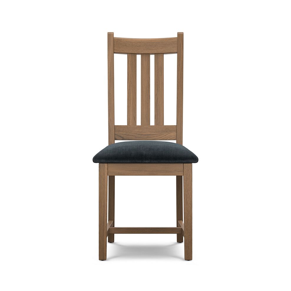 Classic Antique Finish Oak Chair with Verona Charcoal Fabric Seat 2