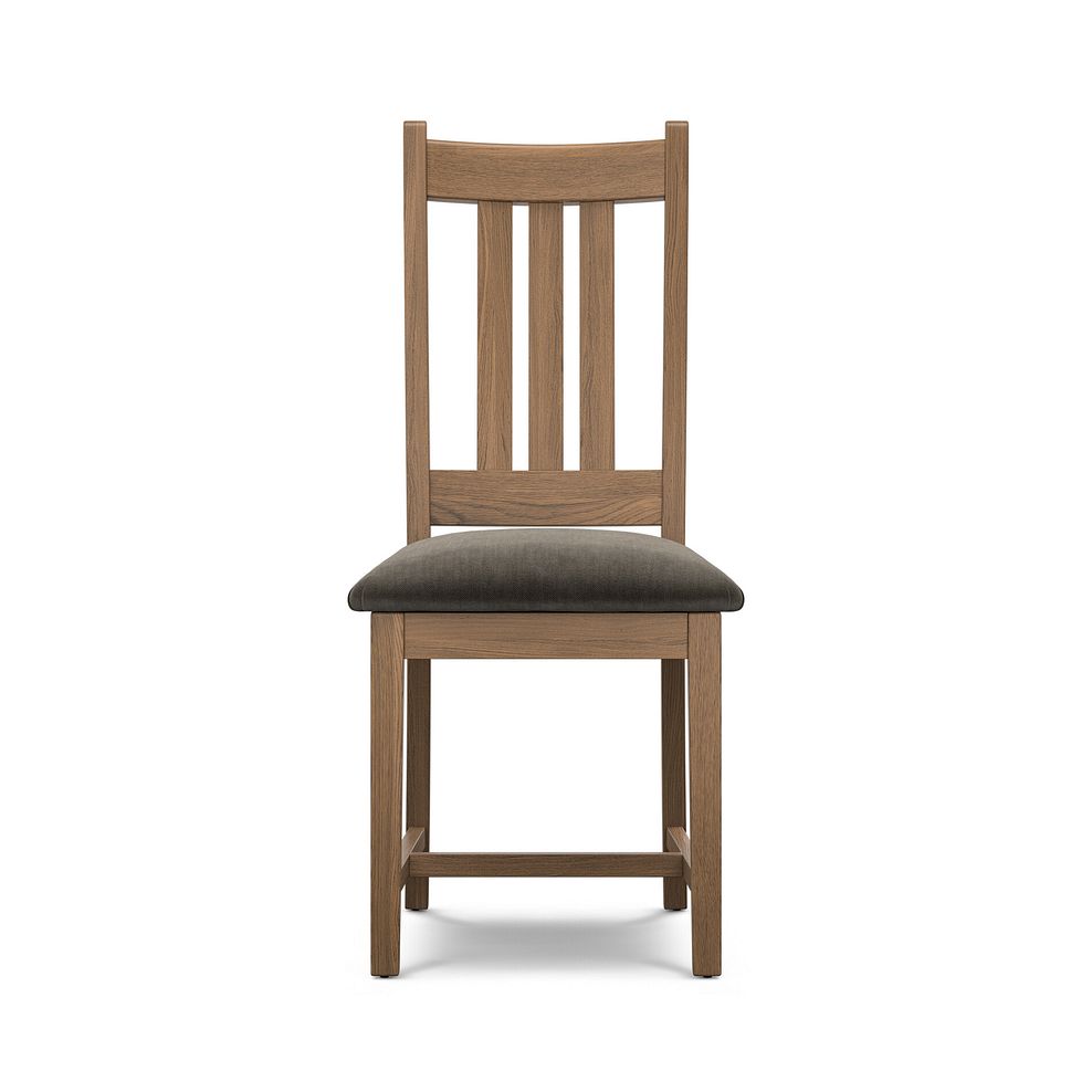 Classic Antique Finish Oak Chair with Verona Chocolate Fabric Seat 2