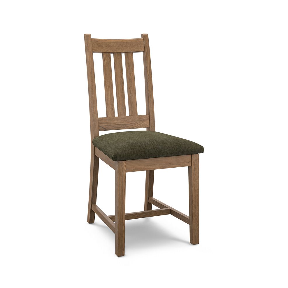 Classic Antique Finish Oak Chair with Verona Green Fabric Seat 1