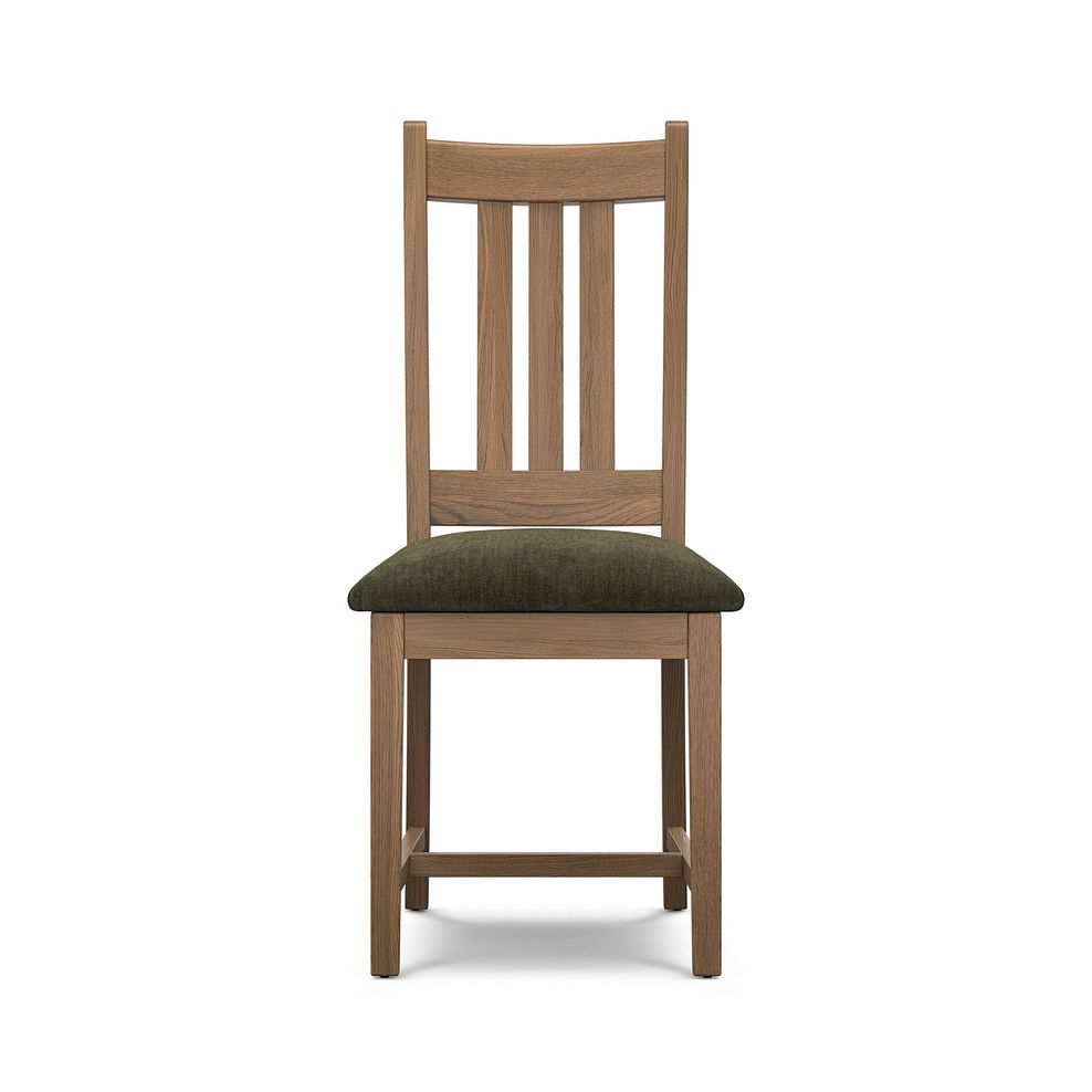 Classic Antique Finish Oak Chair with Verona Green Fabric Seat 2