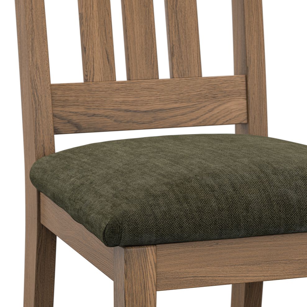 Classic Antique Finish Oak Chair with Verona Green Fabric Seat 5