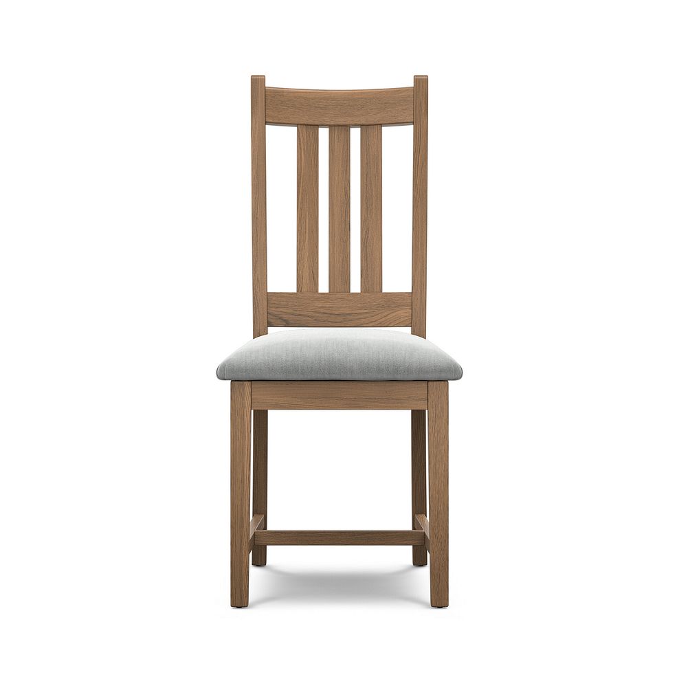 Classic Antique Finish Oak Chair with Verona Grey Fabric Seat 2