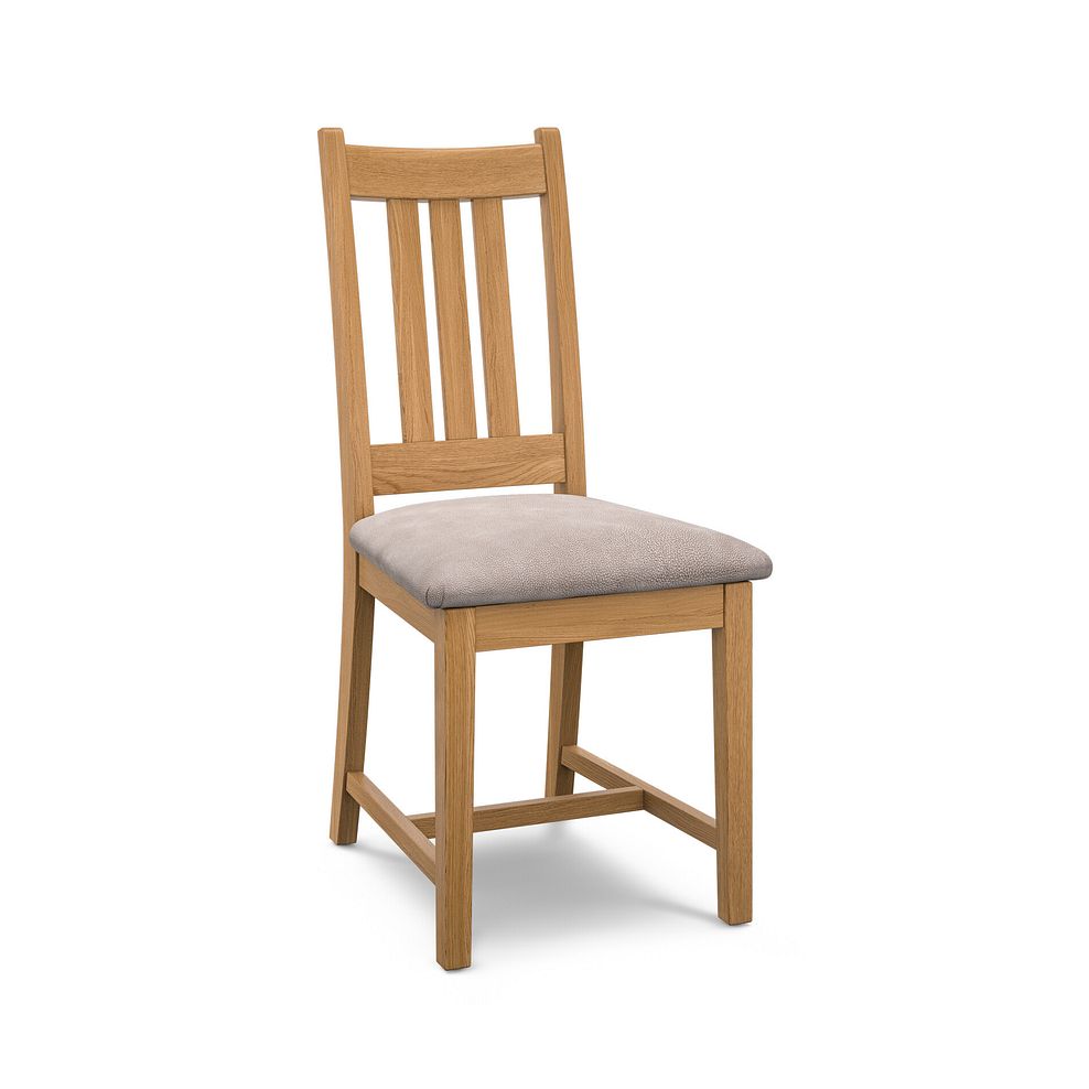 Classic Natural Oak Chair with Dappled Beige Fabric Seat 1