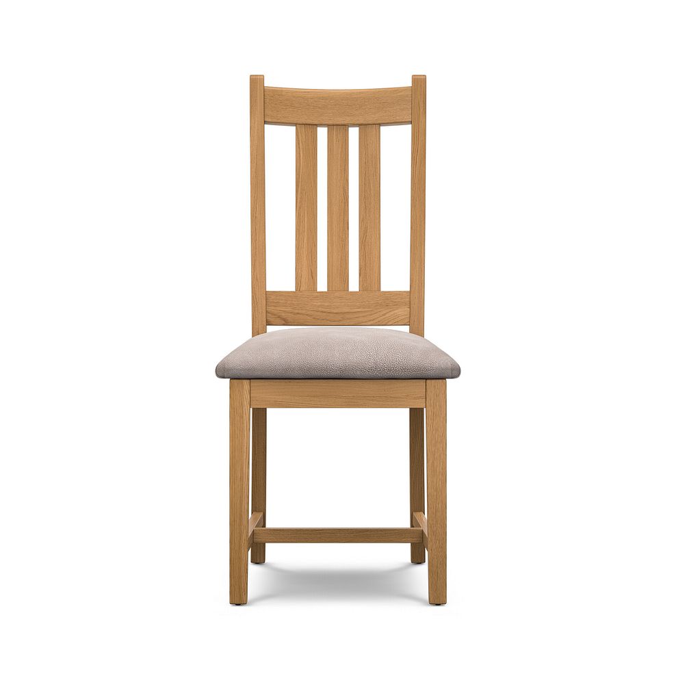 Classic Natural Oak Chair with Dappled Beige Fabric Seat 2