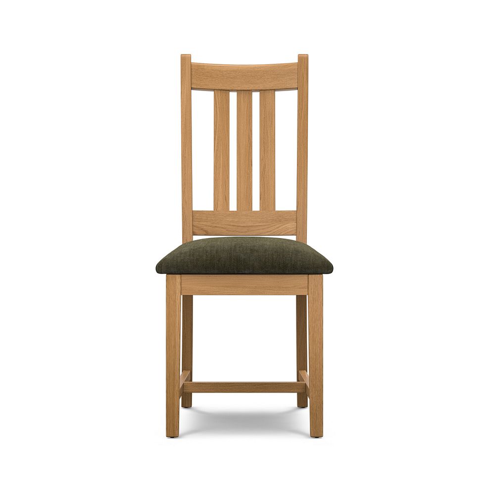 Classic Natural Oak Chair with Verona Green Fabric Seat 2