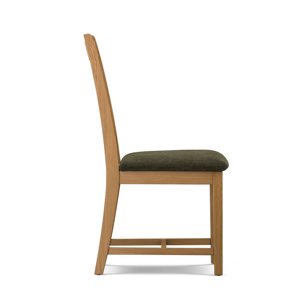Classic Natural Oak Chair with Verona Green Fabric Seat 3