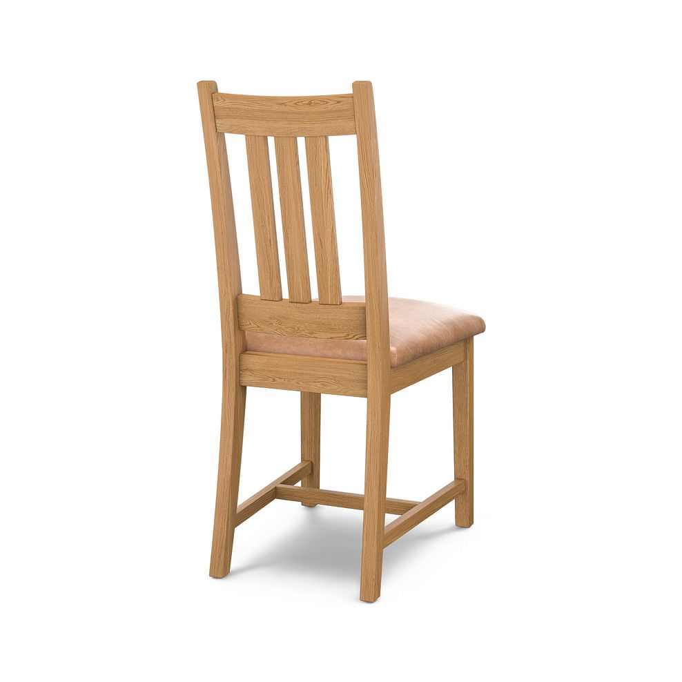 Classic Natural Oak Chair with Vintage Tan Leather Look Seat 4