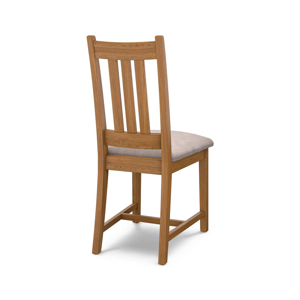 Classic Rustic Oak Chair with Dappled Beige Fabric Seat 4