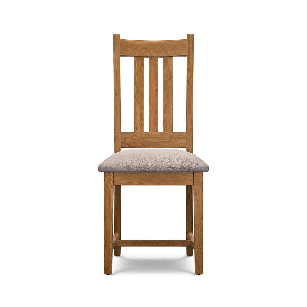 Classic Rustic Oak Chair with Dappled Beige Fabric Seat 2