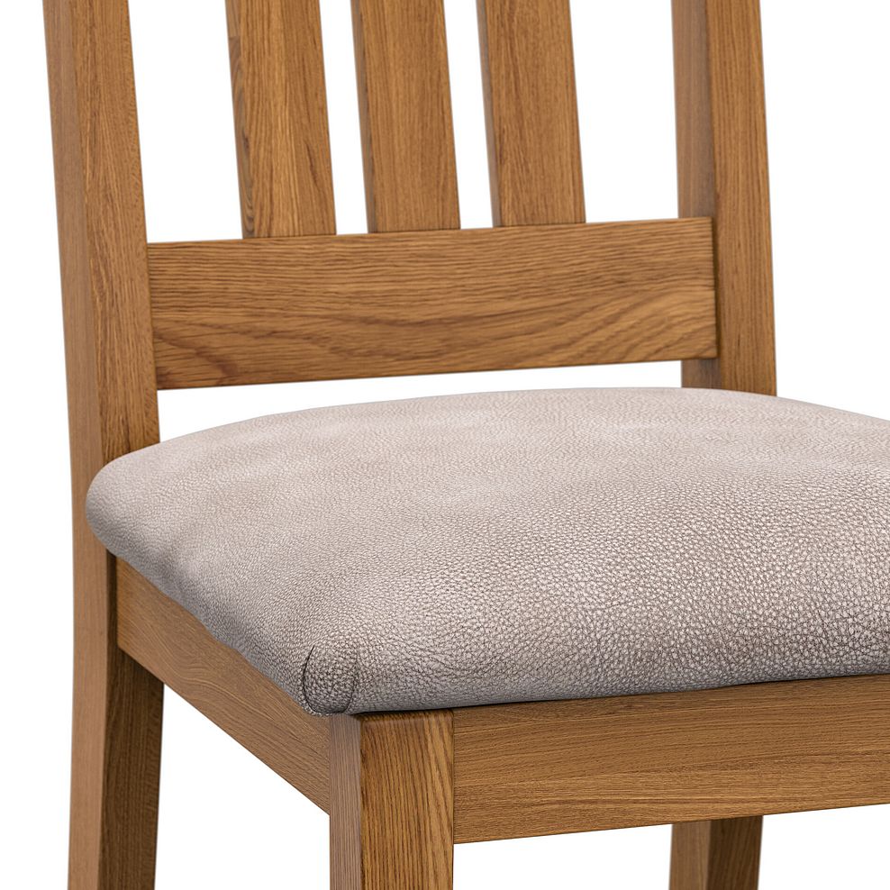 Classic Rustic Oak Chair with Dappled Beige Fabric Seat 5
