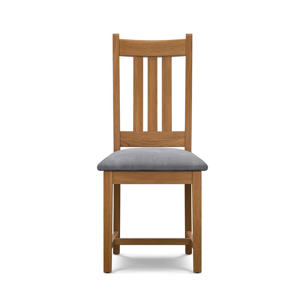 Classic Rustic Oak Chair with Dappled Silver Fabric Seat 2