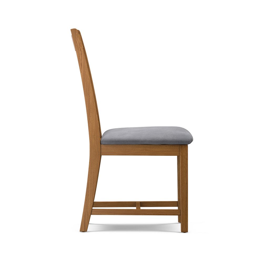 Classic Rustic Oak Chair with Dappled Silver Fabric Seat 3