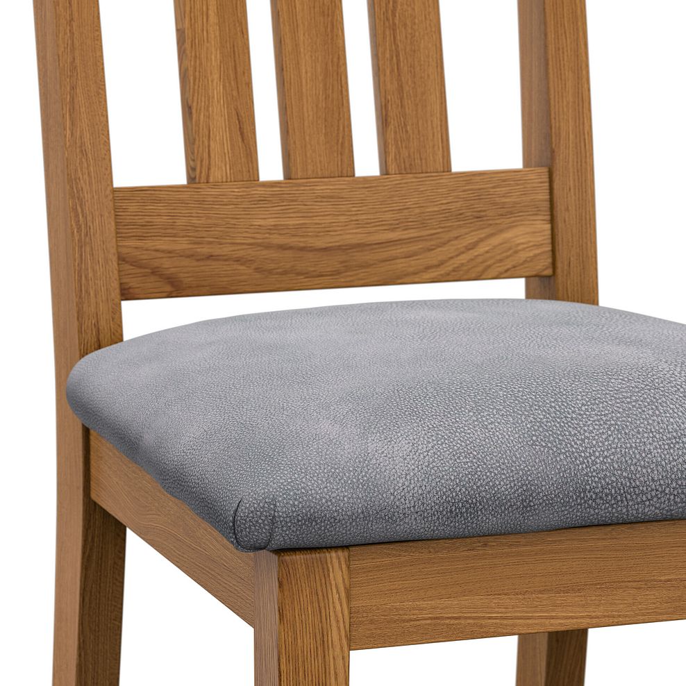 Classic Rustic Oak Chair with Dappled Silver Fabric Seat 5