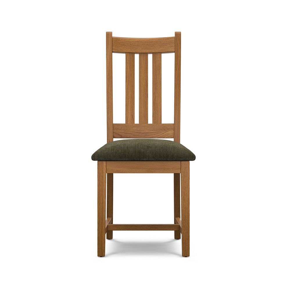 Classic Rustic Oak Chair with Verona Green Fabric Seat 2