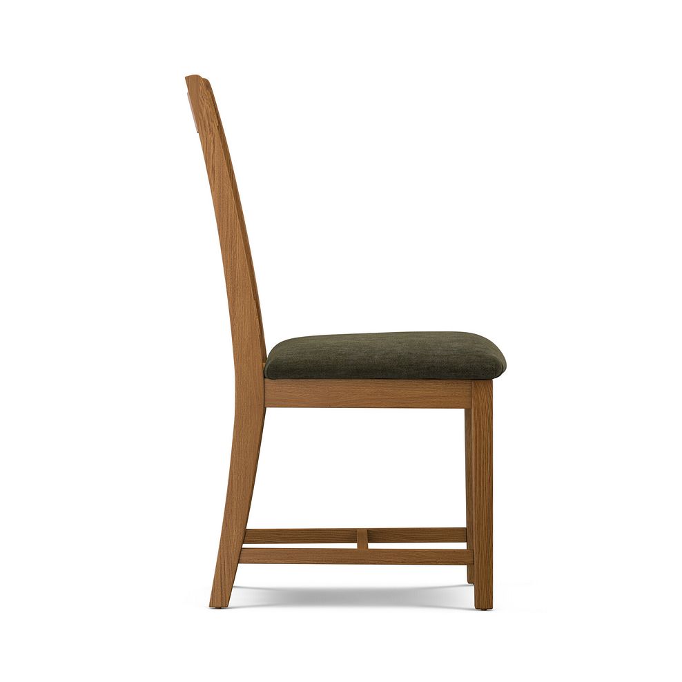Classic Rustic Oak Chair with Verona Green Fabric Seat 3