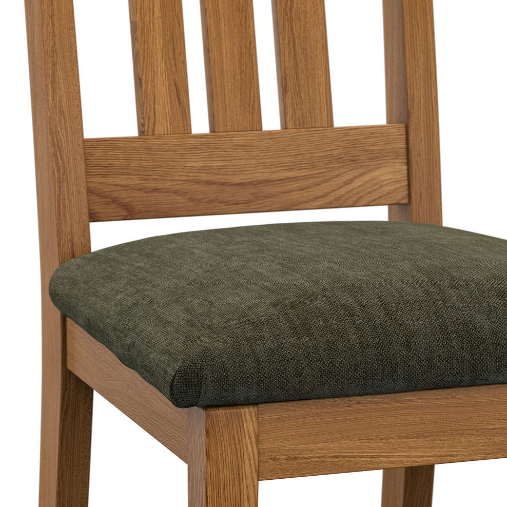 Classic Rustic Oak Chair with Verona Green Fabric Seat 5