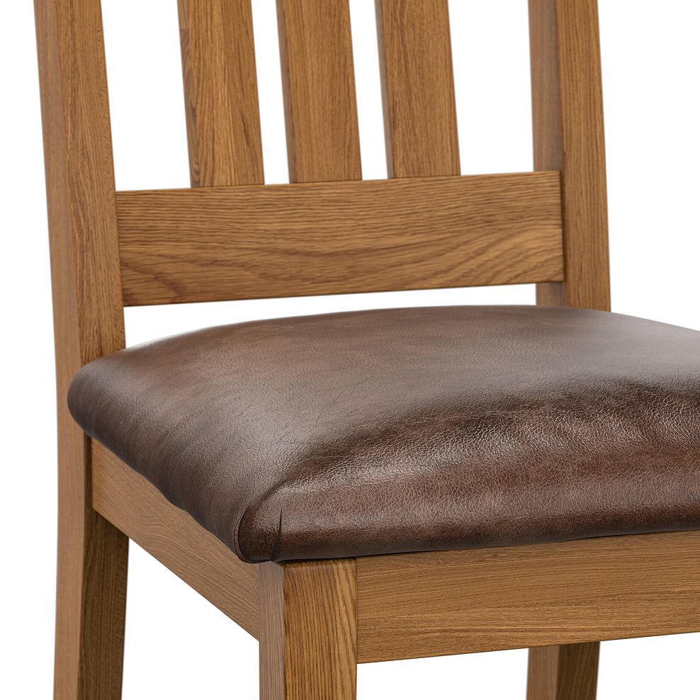 Classic Rustic Oak Chair with Vintage Brown Leather Look Seat 5