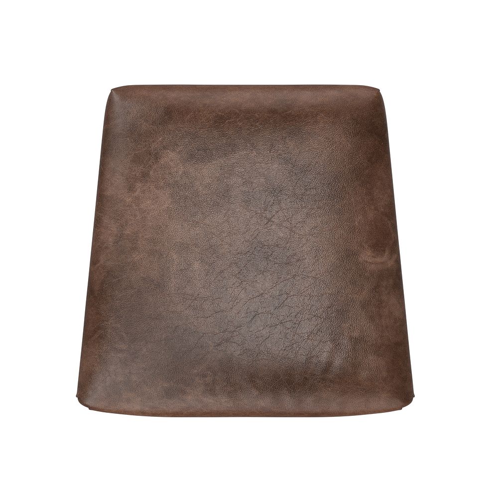 Classic Rustic Oak Chair with Vintage Brown Leather Look Seat 6