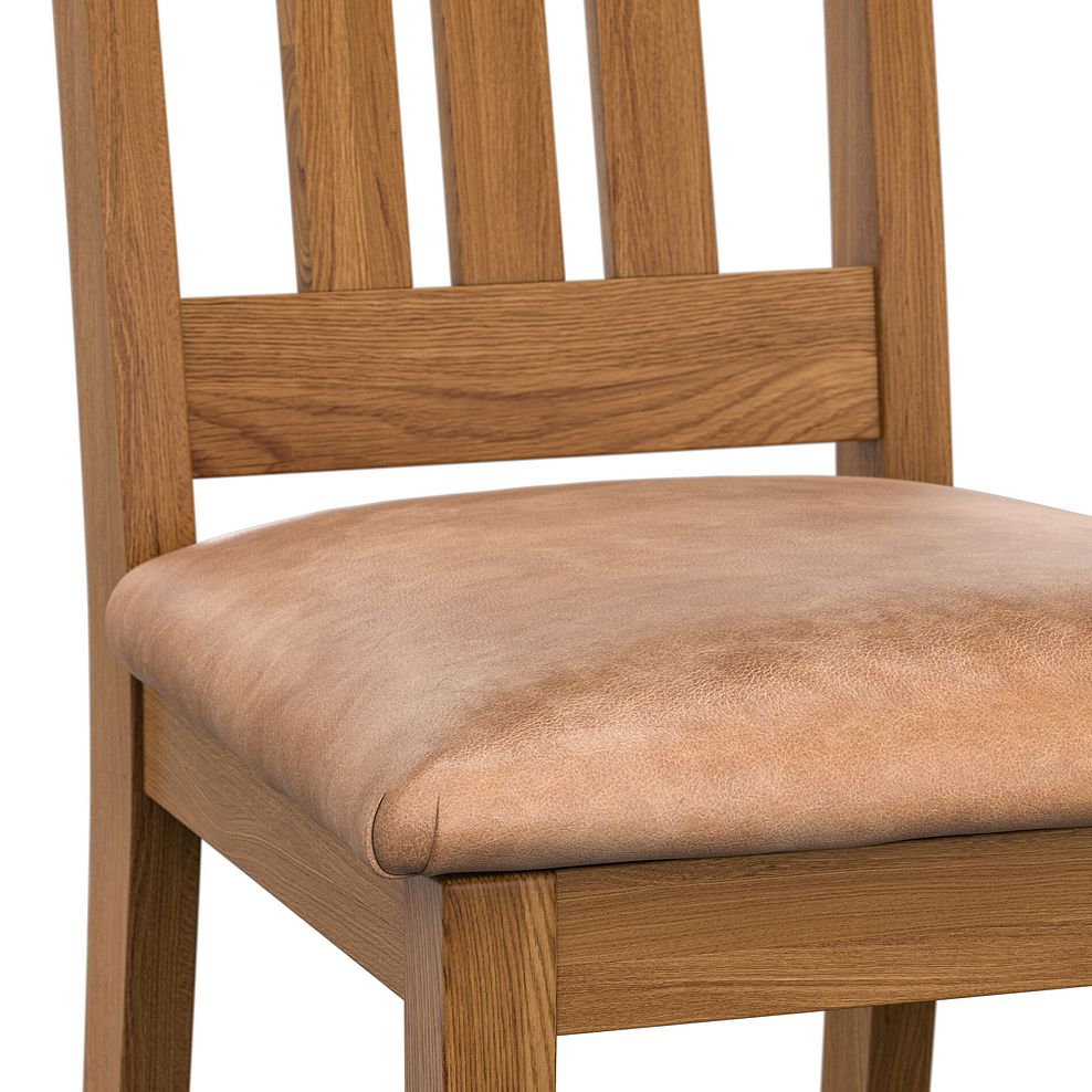 Classic Rustic Oak Chair with Vintage Tan Leather Look Seat 5