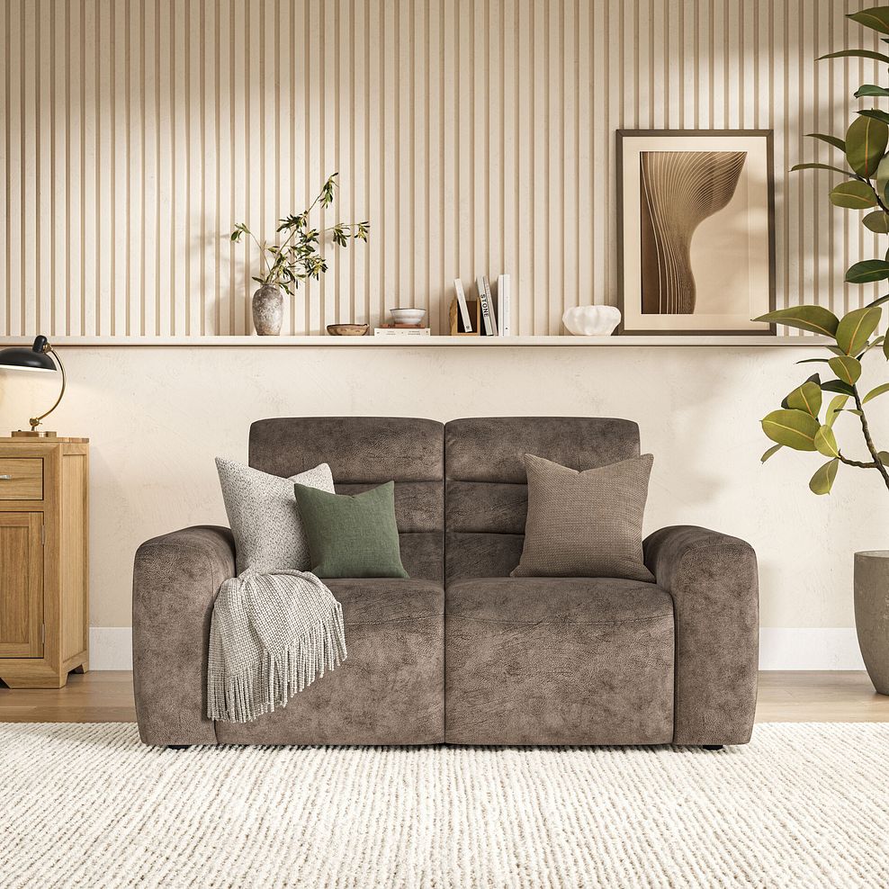 Cohen 2 Seater Electric Recliner in Dapple Chocolate Fabric 3