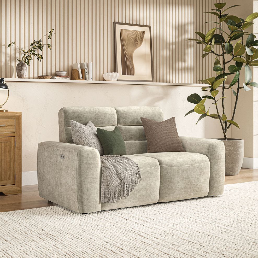 Cohen 2 Seater Electric Recliner in  Plush Beige Fabric 1