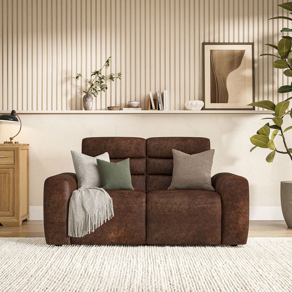 Cohen 2 Seater Electric Recliner in Ranch Dark Brown Fabric 3