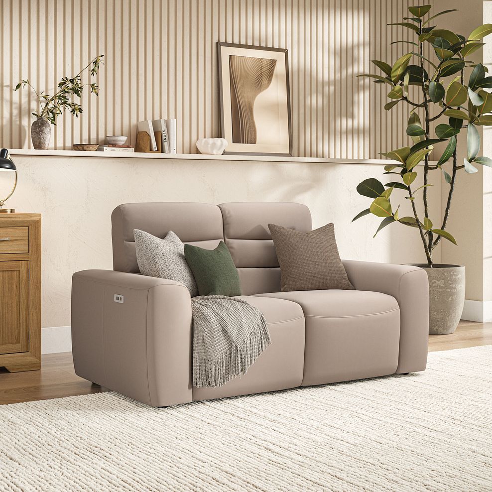 Cohen 2 Seater Electric Recliner in Virgo Buff Leather 1