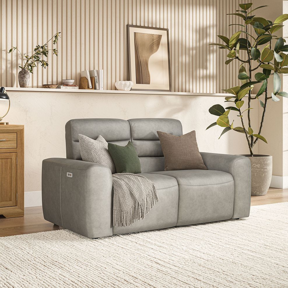 Cohen 2 Seater Electric Recliner in Virgo Platinum Leather 1