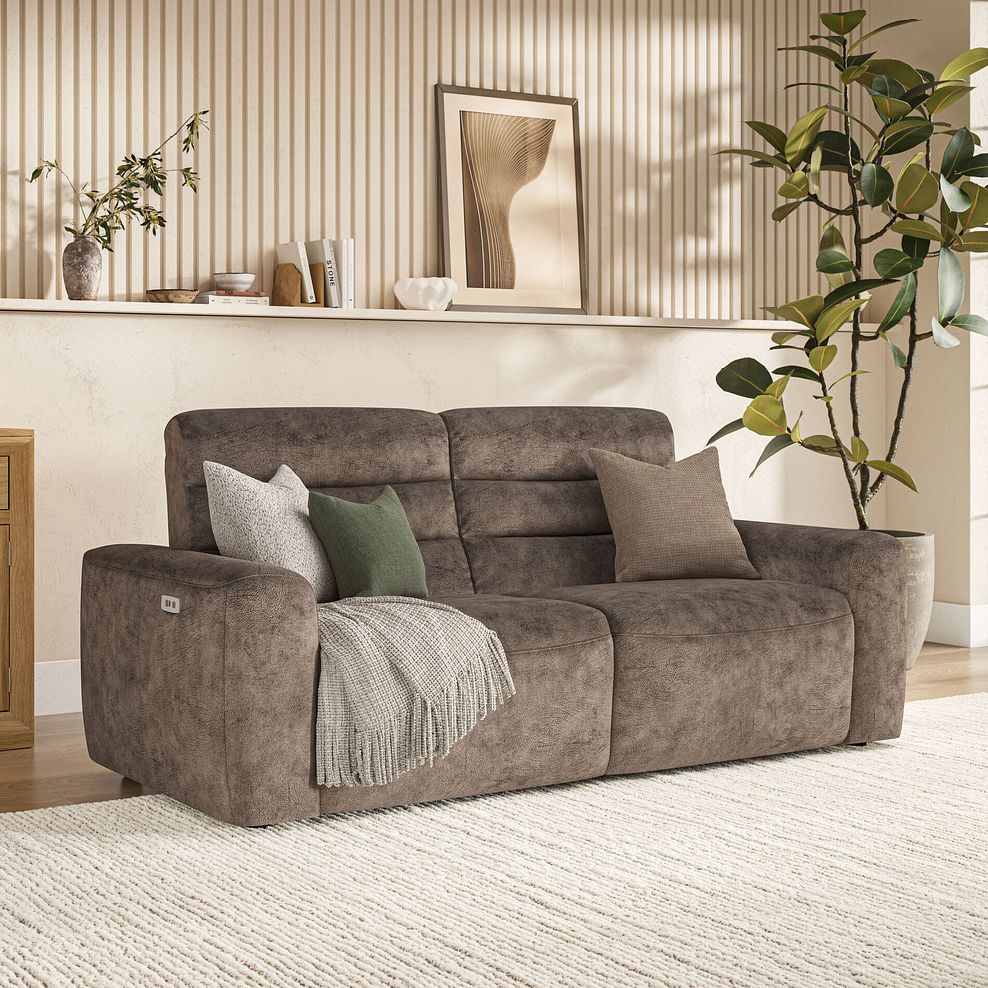 Cohen 3 Seater Electric Recliner in Dapple Chocolate Fabric 1