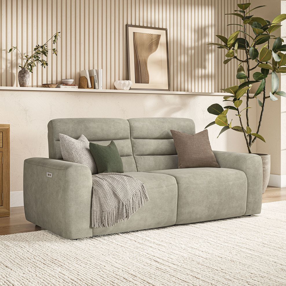 Cohen 3 Seater Electric Recliner in Miller Taupe Fabric 1