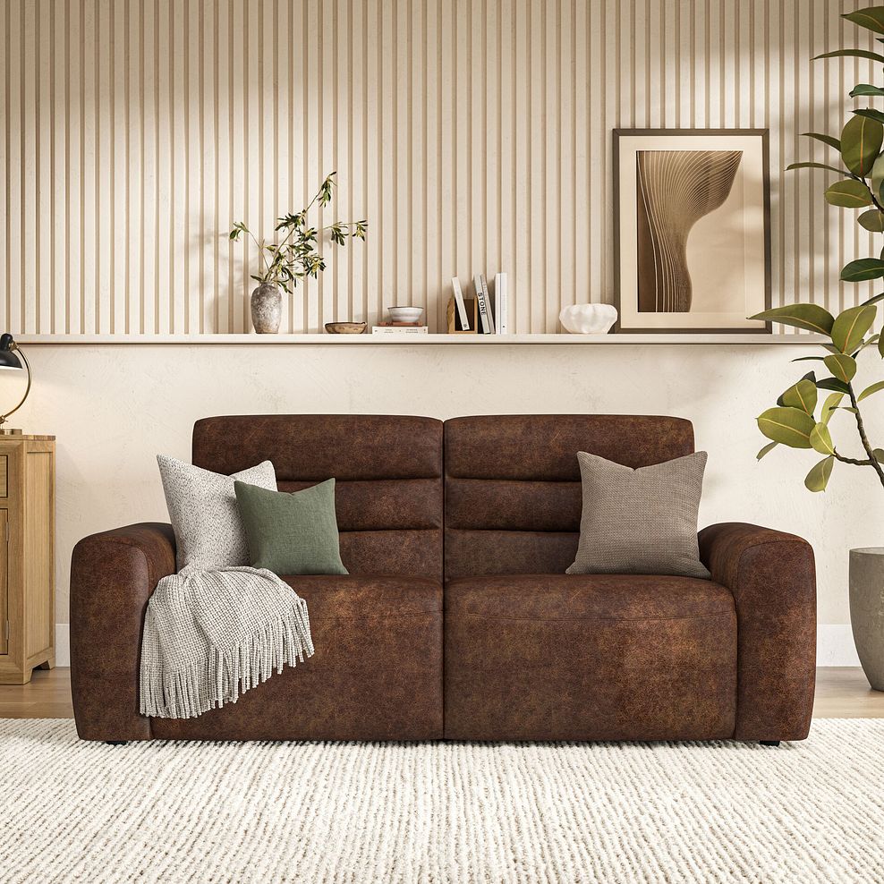 Cohen 3 Seater Electric Recliner in Ranch Dark Brown Fabric 3