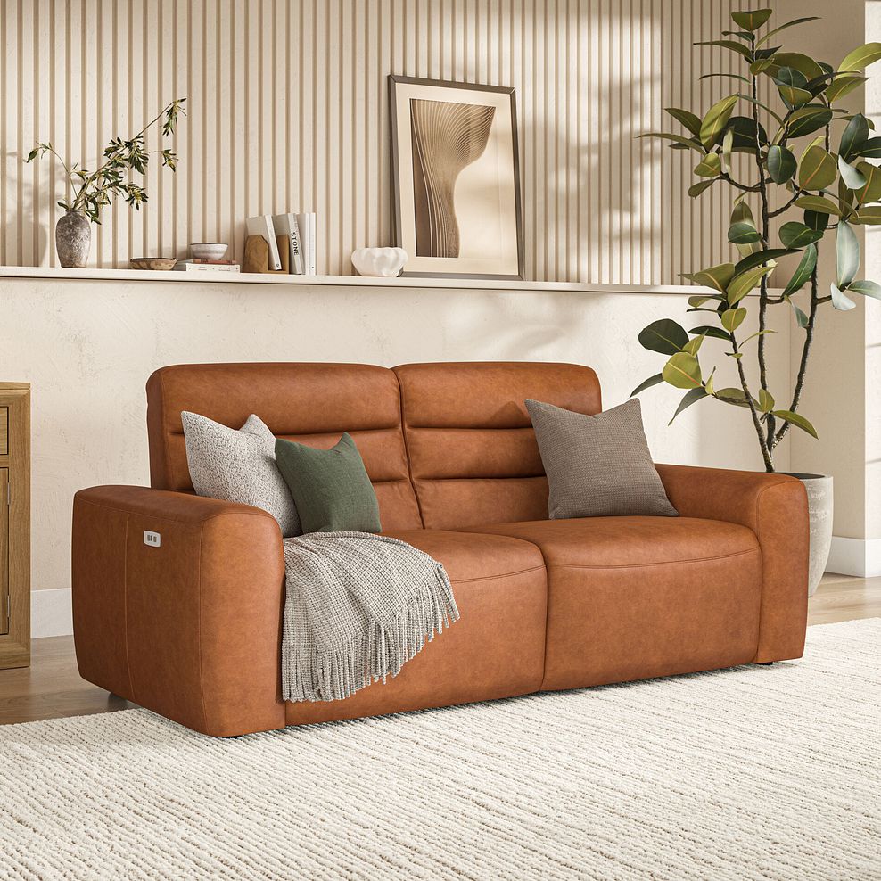 Cohen 3 Seater Electric Recliner in Virgo Cognac Leather 1