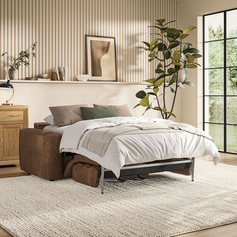 Cohen 3 Seater Sofa Bed in Ranch Brown Fabric 1