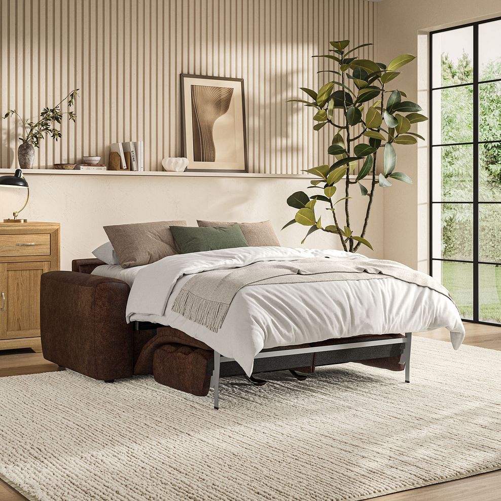 Cohen 3 Seater Sofa Bed in Ranch Dark Brown Fabric 1