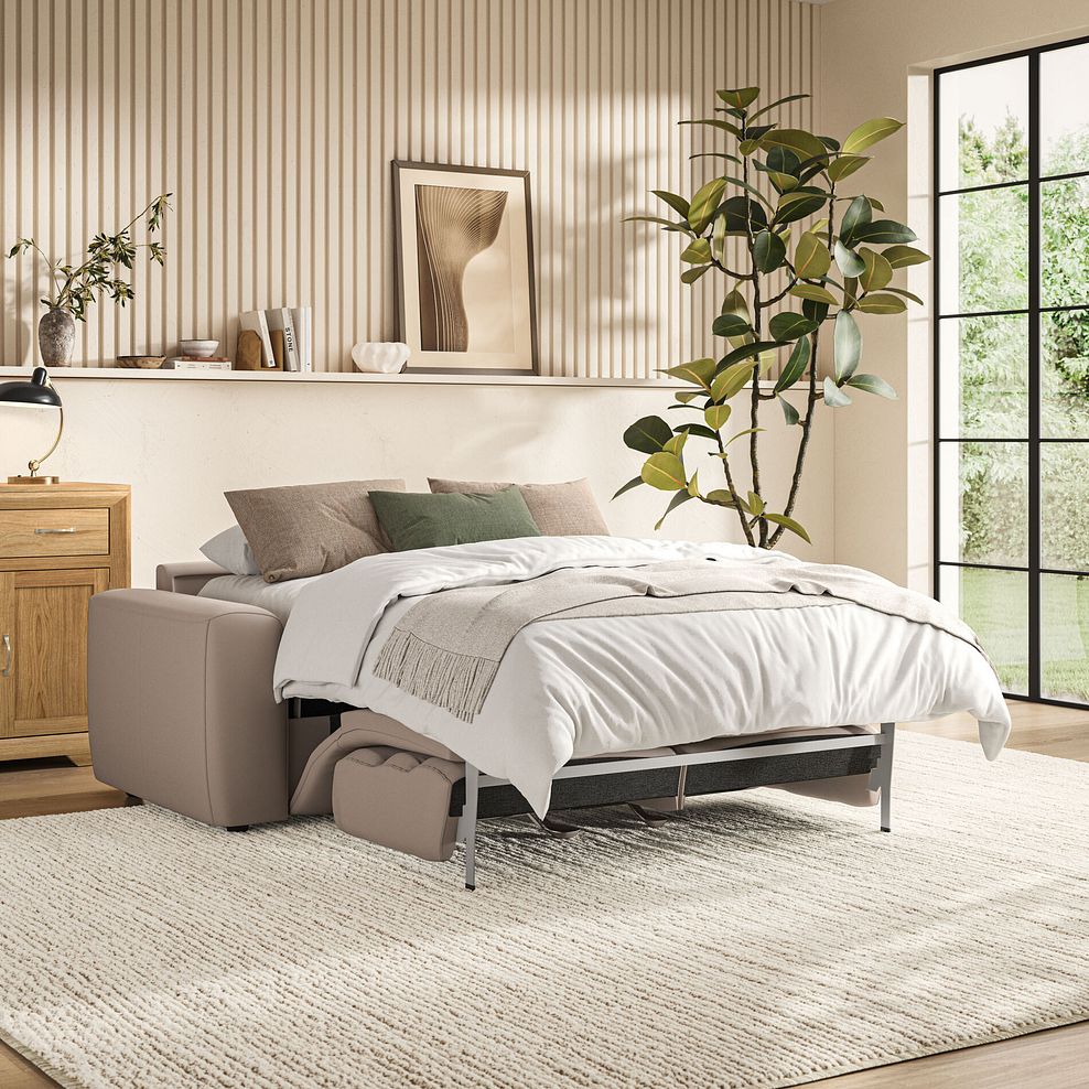 Cohen 3 Seater Sofa Bed in Virgo Buff Leather 1