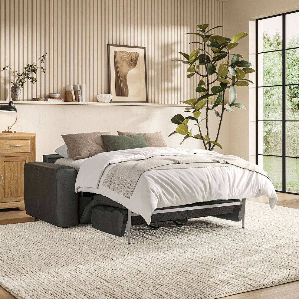 Cohen 3 Seater Sofa Bed in Virgo Lead Leather 1