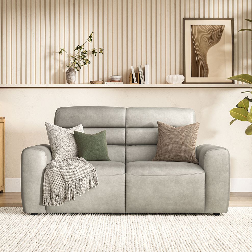 Cohen 3 Seater Sofa Bed in Virgo Platinum Leather 4