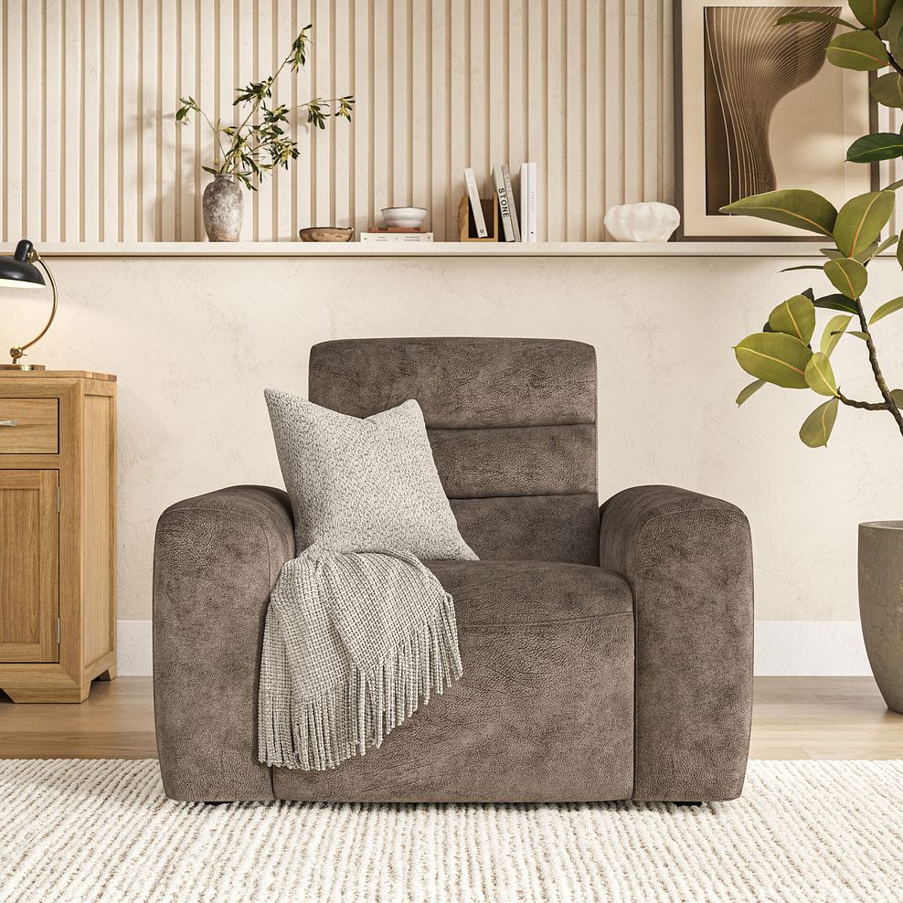 Cohen Electric Recliner Armchair in Dapple Chocolate Fabric 3