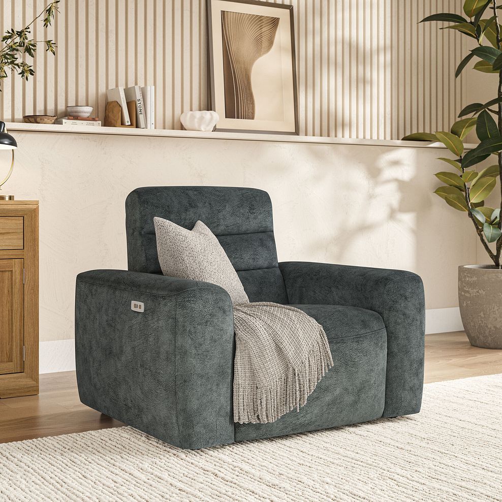 Cohen Electric Recliner Armchair in Dapple Grey Fabric 1