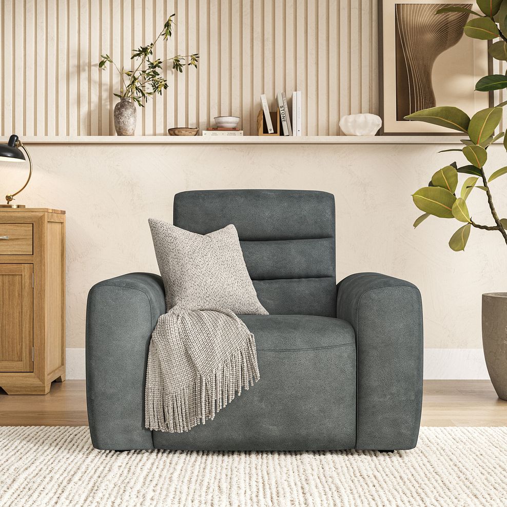 Cohen Electric Recliner Armchair in Miller Grey Fabric 3