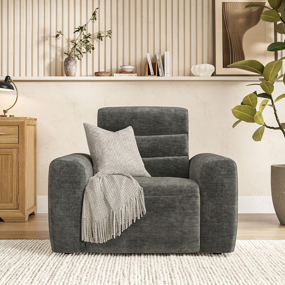 Cohen Electric Recliner Armchair in Plush Charcoal Fabric 3