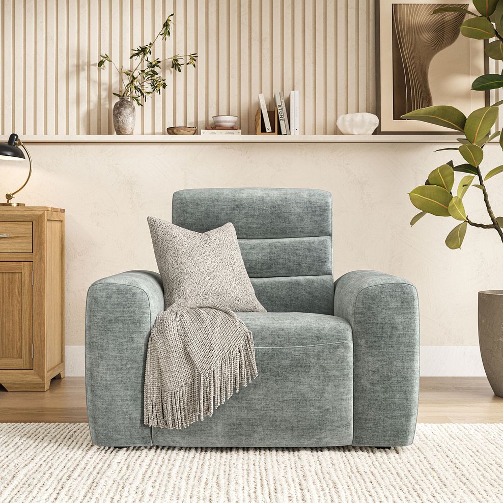 Cohen Electric Recliner Armchair in Plush Silver Fabric 3