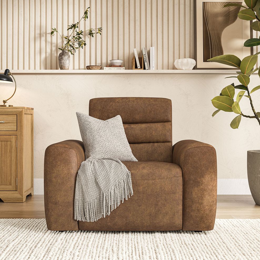 Cohen Electric Recliner Armchair in Ranch Brown Fabric 3