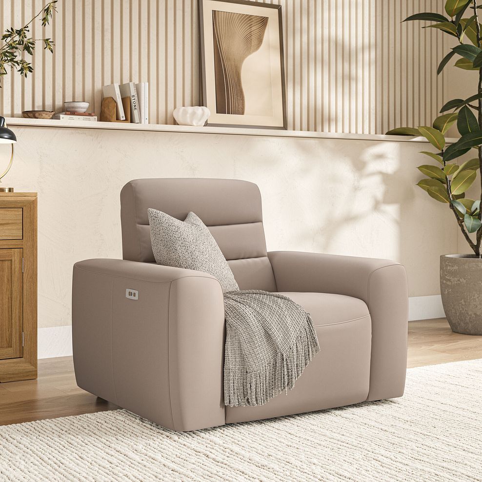 Cohen Electric Recliner Armchair in Virgo Buff Leather 1